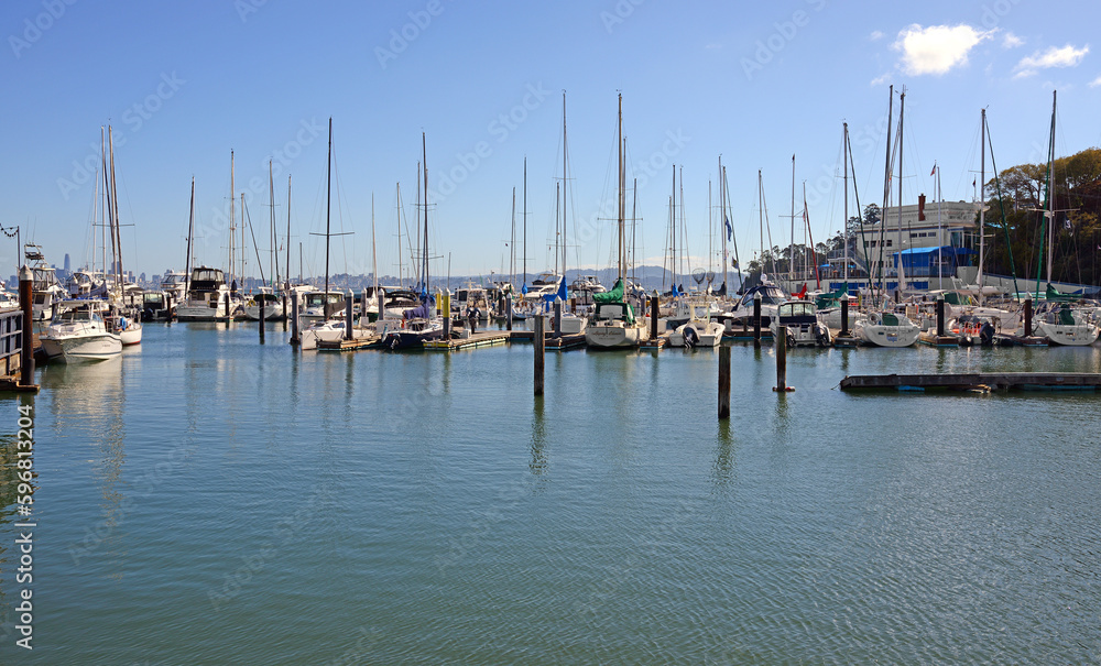 Corinthian Yacht Club, which was founded in 1886, one of oldest and most visible landmarks in greater San Francisco area. Tiburon, CA