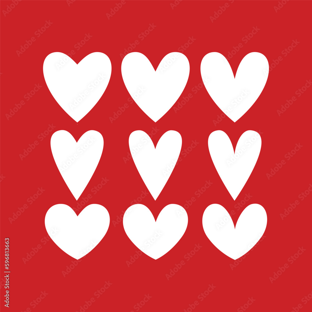 White hearts on red background. Vector illustration for your graphic design 
