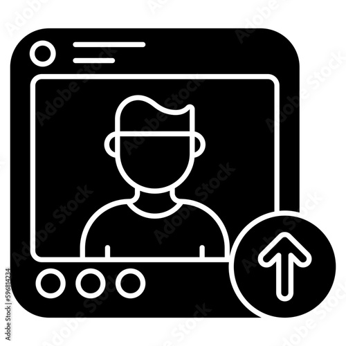 A flat design icon of profile upload 