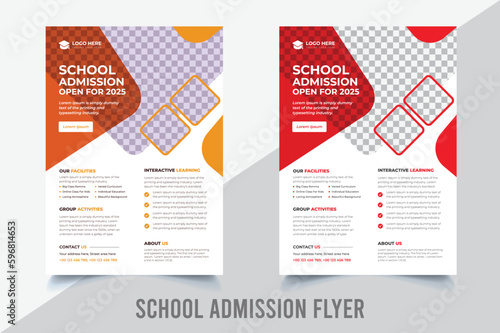 School admission flyer design. back to school flyer design set. school admission template for flyer design. Back to school admission flyer.