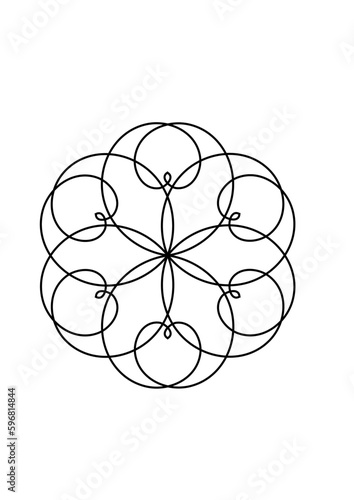 rosette in form einer stilisierten sechsstrahligen blüte 