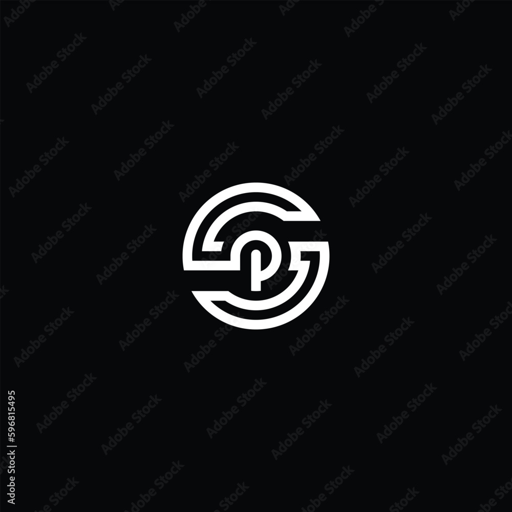 SP initial logo with circle concept for business company. black background. SP initial logo with circle concept for business company. black background.