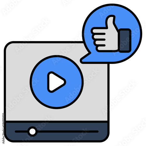 A flat design icon of video chat