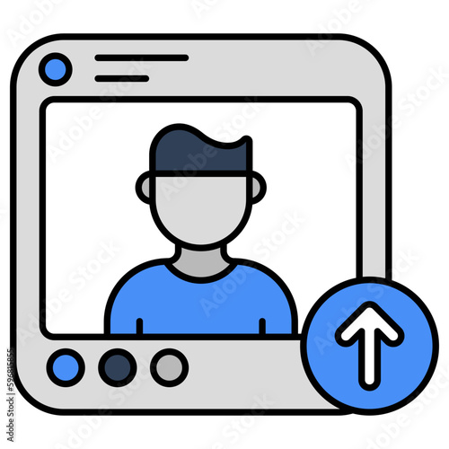 A flat design icon of profile upload 