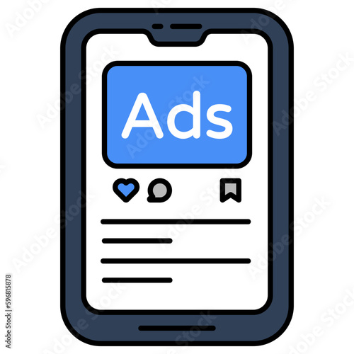 Conceptual flat design icon of mobile ada