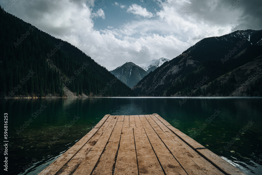 wooden pier on lake wooden pier on lake