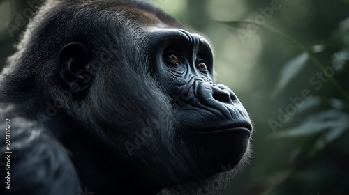 Wildlife photography of a Silver Back Gorilla, AI, AI technology