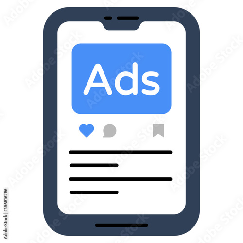 Conceptual flat design icon of mobile ada