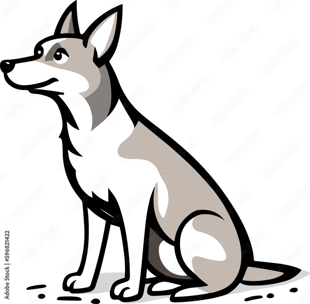 Dog kawaii cartoon vector illustration.