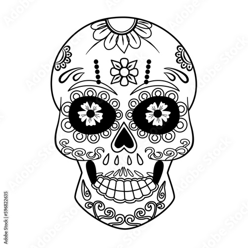 vector  cute Sugar skull isolated on white background. Day of the dead. Design element for poster, card, banner, print.
