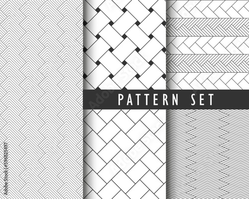 Modern abstract geometric herringbone parquet pattern texture set