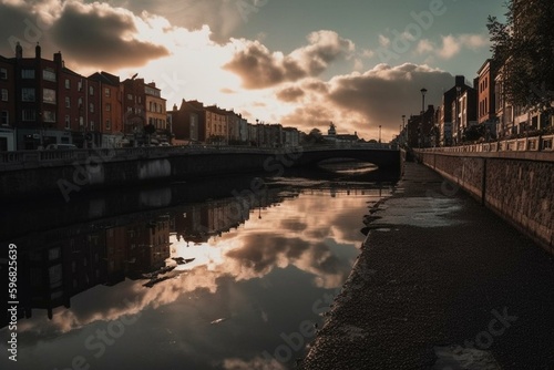 Dublin captured in a picturesque view. Generative AI