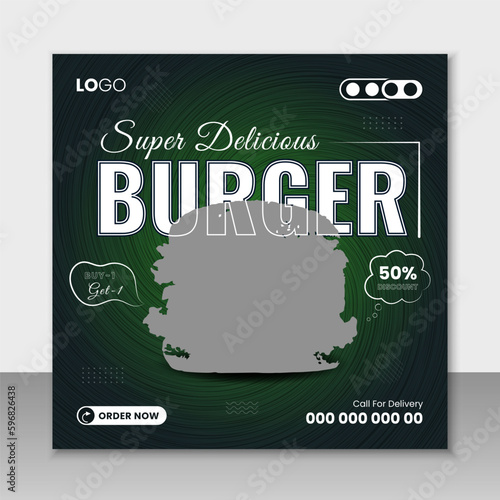 Burger social media food post design & web banner template  