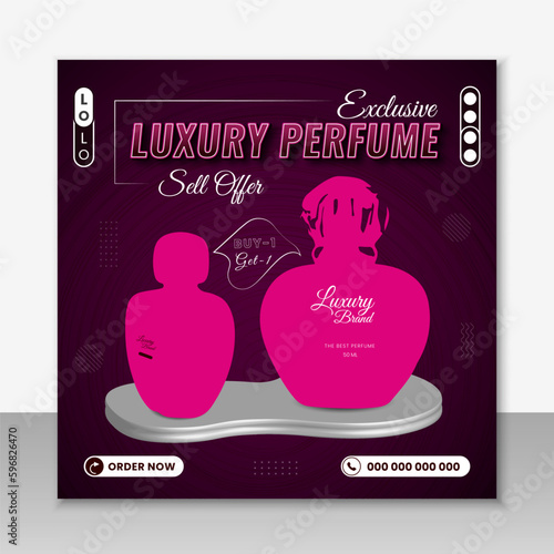 luxury perfume social media post and web banner template 
