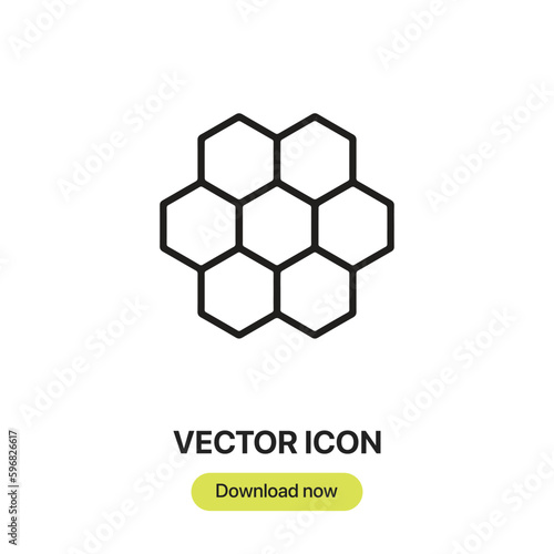 Honeycomb icon vector. Linear style sign for mobile concept and web design. Honeycomb symbol illustration. Pixel vector graphics - Vector. 