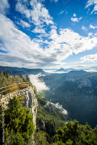 Mountain landscape width Canyon of Verdon River (Verdon Gorge) in Provence, France