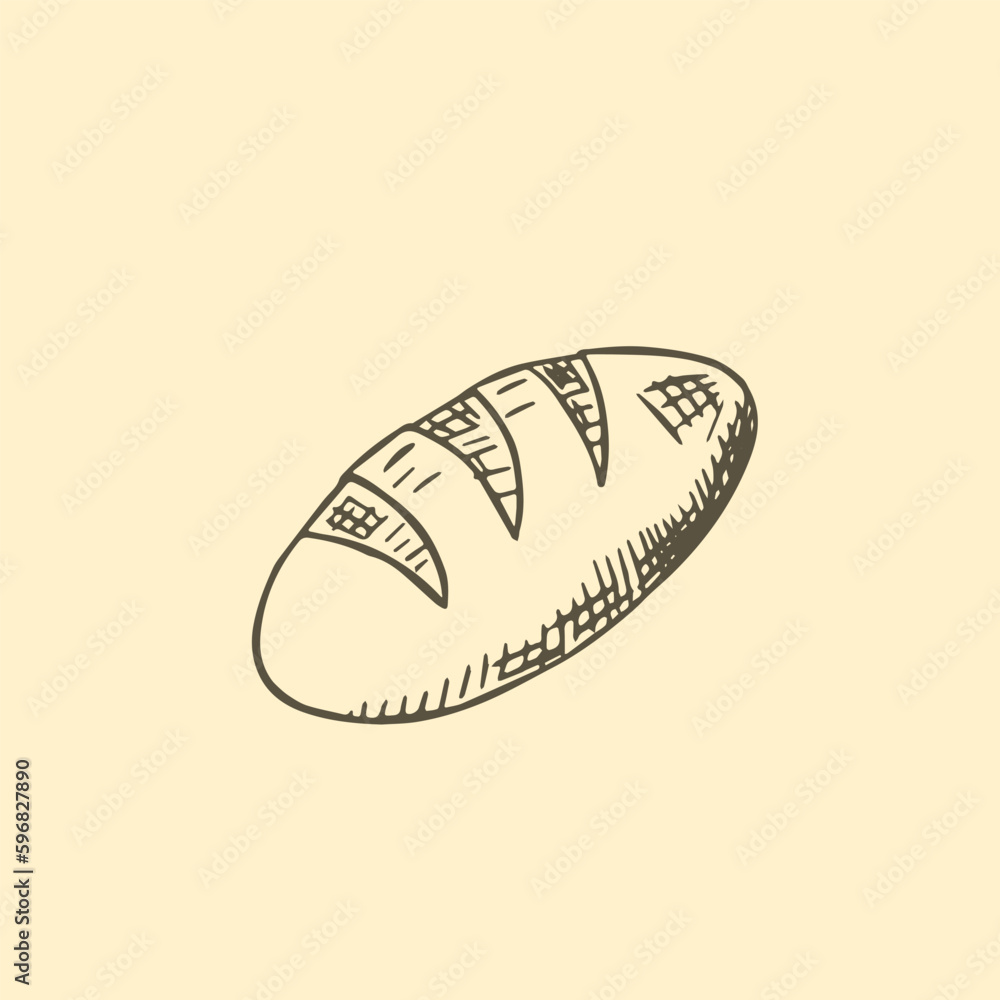 Hand drawn sketch vector illustration of a loaf. Hand drawn sketch vector illustration of a loaf.