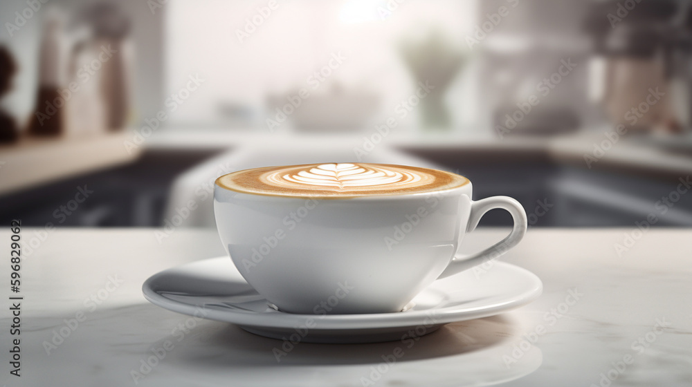latte art coffee leaf and heart shape in a classic white coffee cup on the old vintage wooden table background ai generative latte art coffee leaf and heart shape in a classic white coffee cup on the old vintage wooden table background ai generative