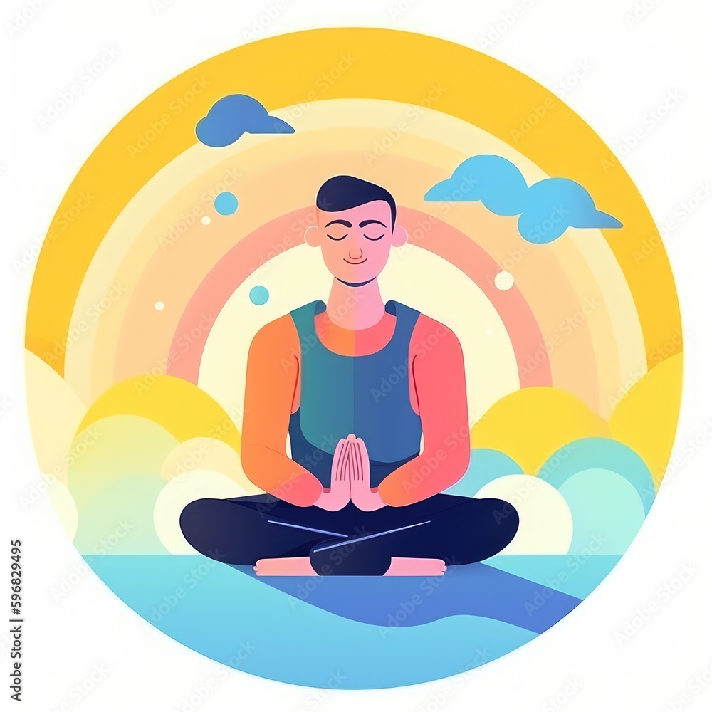 Illustration of a man sitting in the yoga lotus position