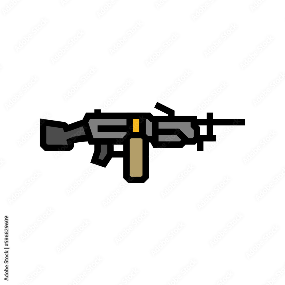 machine gun weapon military color icon vector illustration