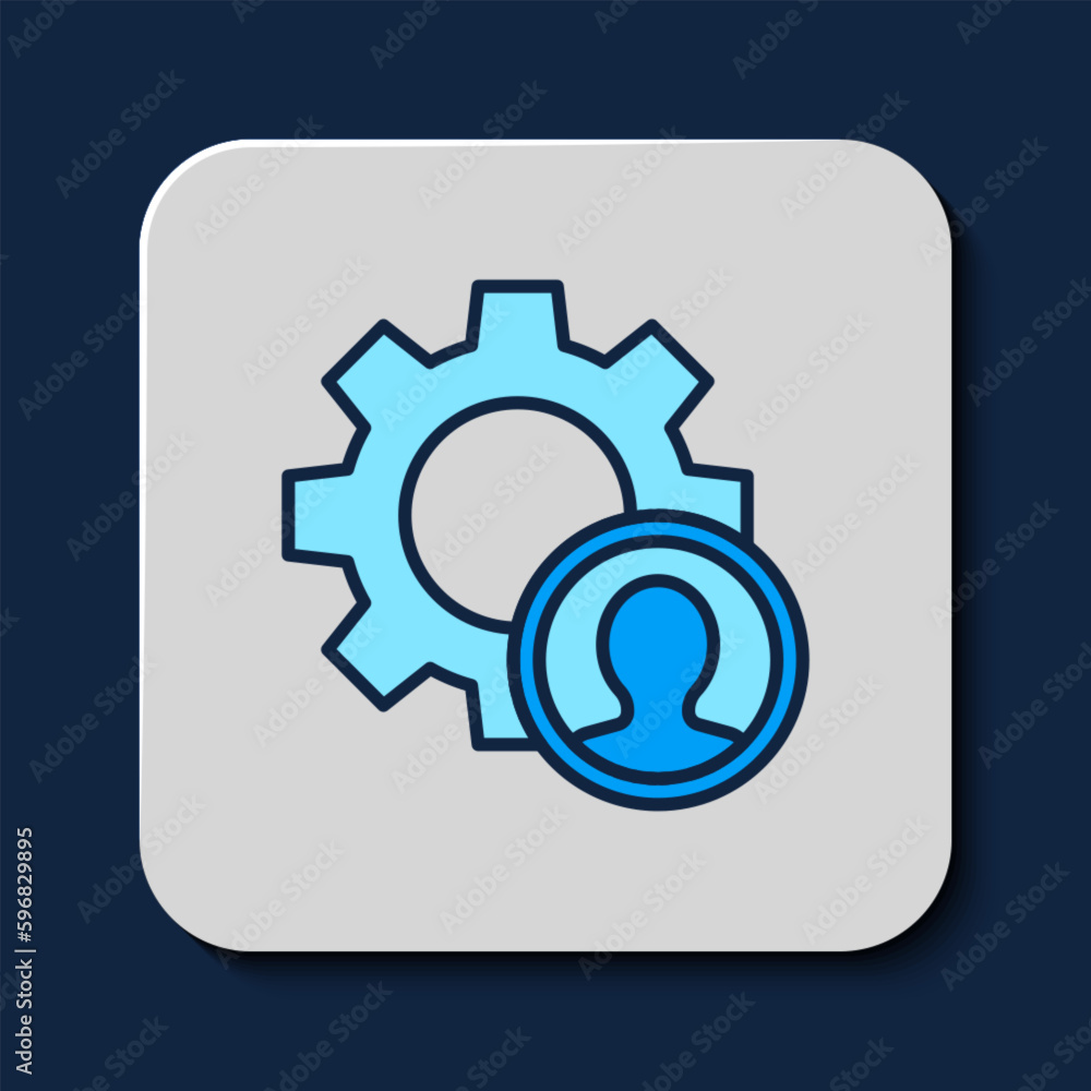 Filled outline Head hunting icon isolated on blue background. Business target or Employment sign. Human resource and recruitment for business. Vector Filled outline Head hunting icon isolated on blue background. Business target or Employment sign. Human resource and recruitment for business. Vector