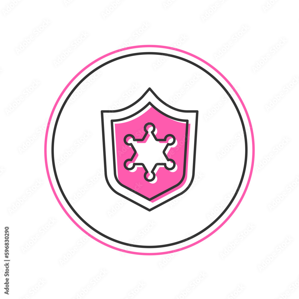 Filled outline Police badge icon isolated on white background. Sheriff badge sign. Vector Filled outline Police badge icon isolated on white background. Sheriff badge sign. Vector