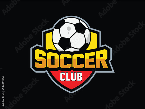 Modern Football Badge with shield vector  logo designs, Modern Soccer Badge logo template, editable text 