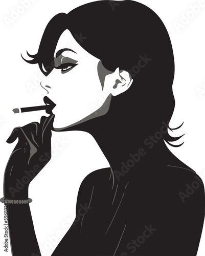 Woman smoking a cigar Retro style vector illustration, SVG