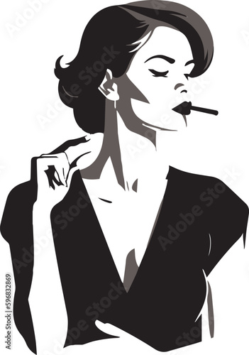 Woman smoking a cigar Retro style vector illustration, SVG