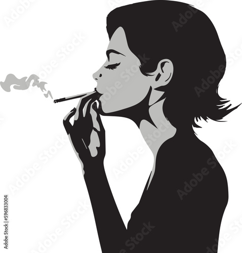 Woman smoking a cigar Retro style vector illustration, SVG