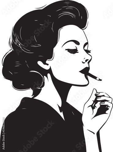 Woman smoking a cigar Retro style vector illustration, SVG