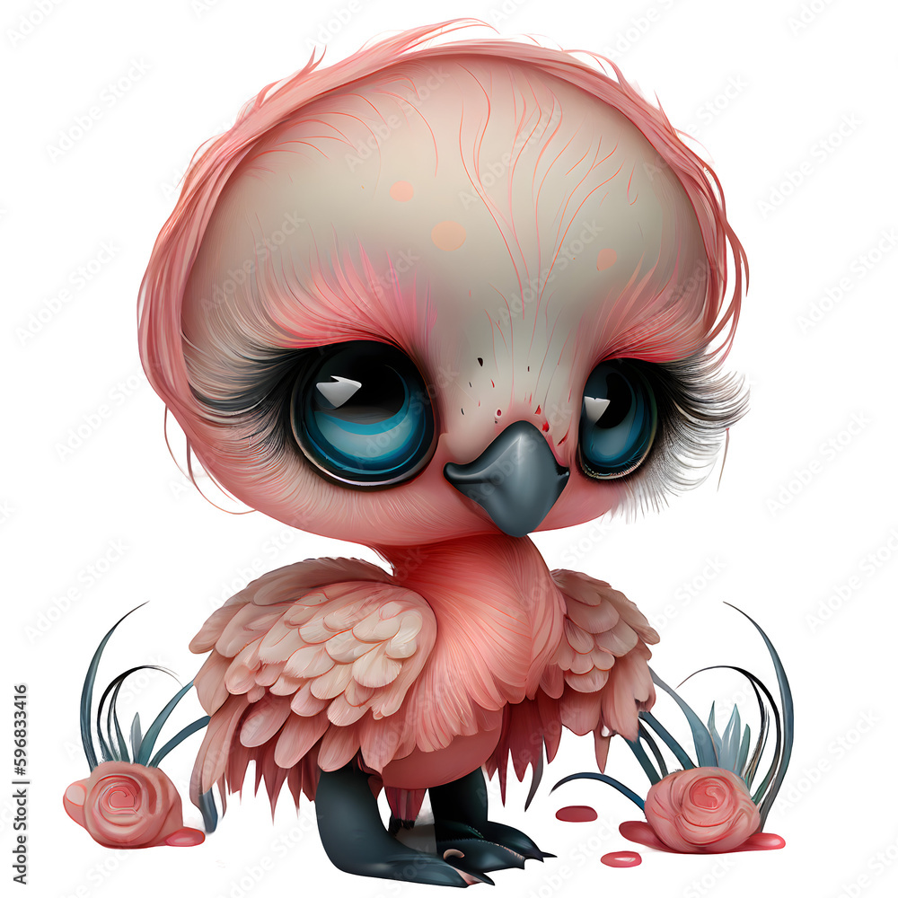 Obraz premium Watercolor cute flamingo isolated