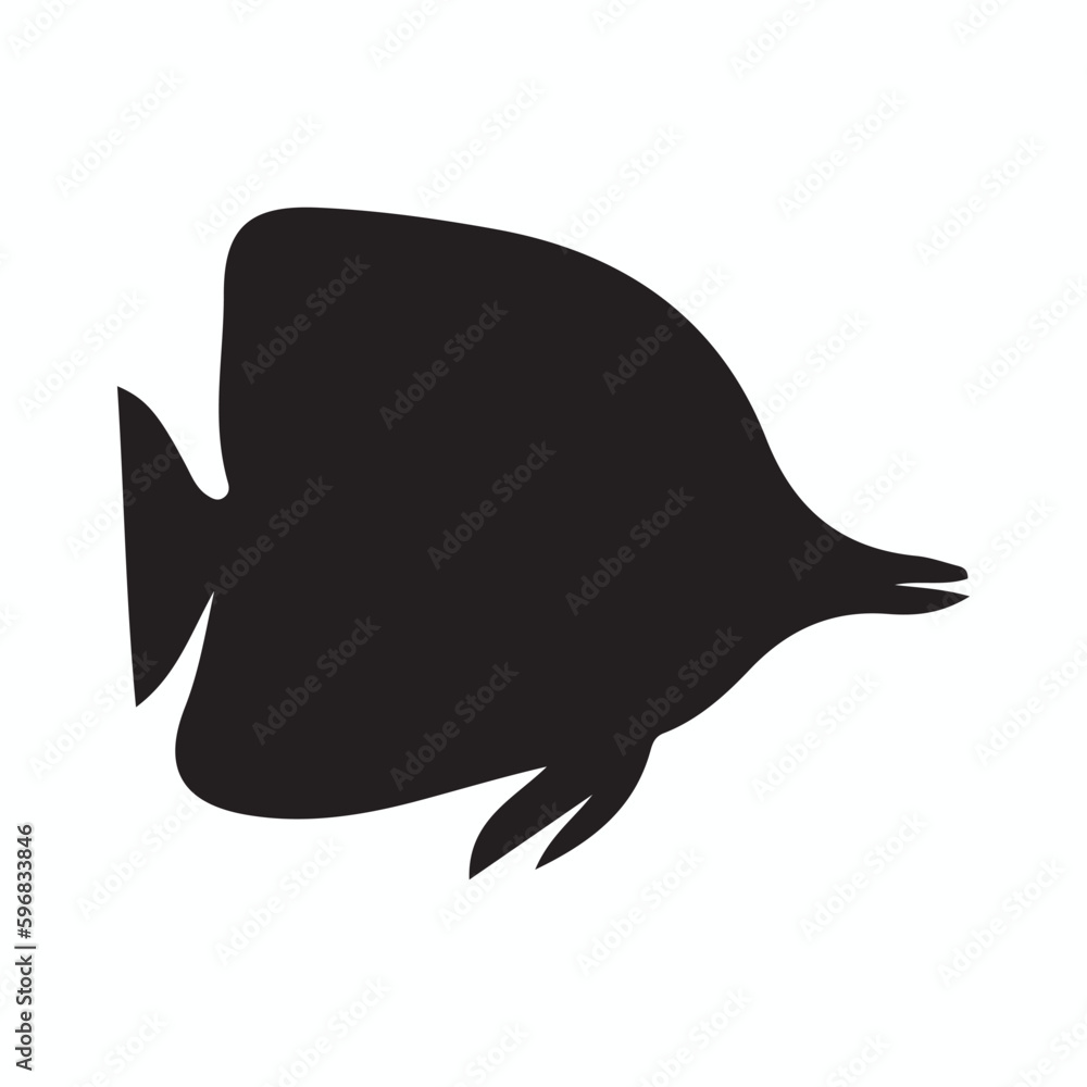Butterfly Fish silhouettes and icons. Black flat color simple elegant Butterfly Fish animal vector and illustration.