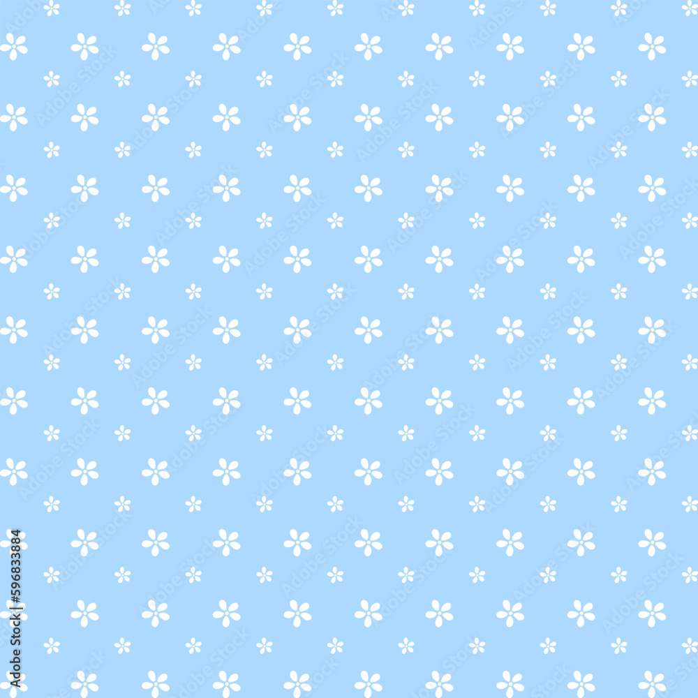 Seamless vector pattern with white flowers on a blue background. Spring pattern for wrapping paper, textile, fabric, wallpaper. Kids floral pattern. Seamless vector pattern with white flowers on a blue background. Spring pattern for wrapping paper, textile, fabric, wallpaper. Kids floral pattern.