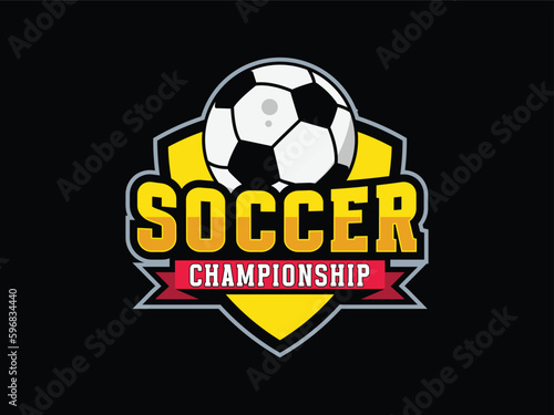 Modern Football Badge with shield vector logo designs, Modern Soccer Badge logo template, editable text 