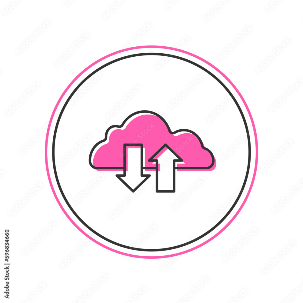 Filled outline Cloud download and upload icon isolated on white background. Vector Filled outline Cloud download and upload icon isolated on white background. Vector