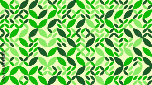 Geometric background pattern of fresh green natural leave and leaf. Vector file.