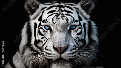 close-up photo  of a white tiger © Pixel Pilot