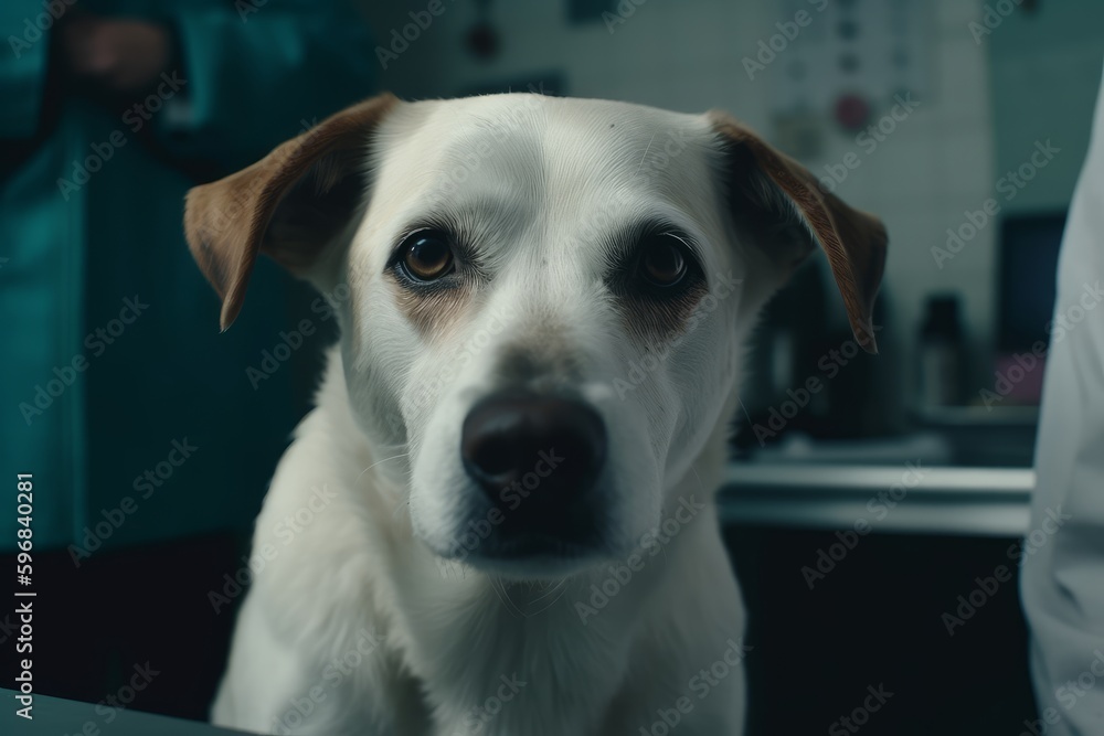 sad-eyed dog at vet clinic Generative Ai sad-eyed dog at vet clinic Generative Ai