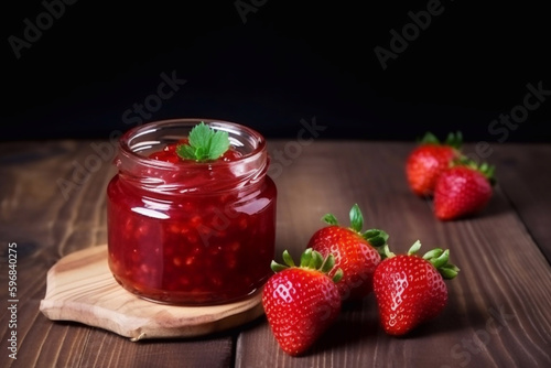 Wallpaper Mural Strawberry jam in the glass jar. Generative AI Torontodigital.ca