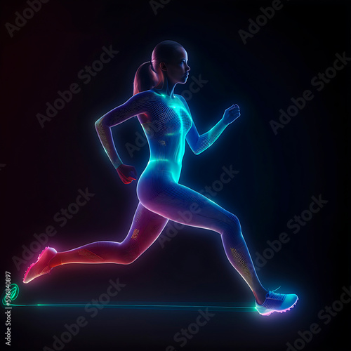 Dynamic Runner: Sprinting Through the Night © Juanrastock