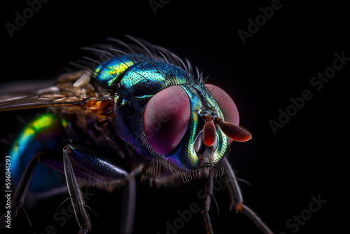 macro image of a  house fly. generative ai