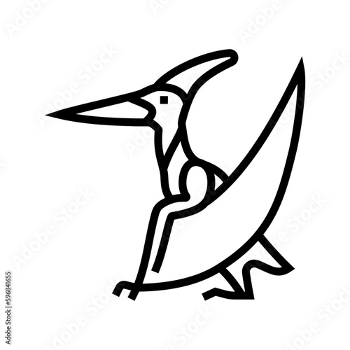 pteranodon dinosaur animal line icon vector illustration