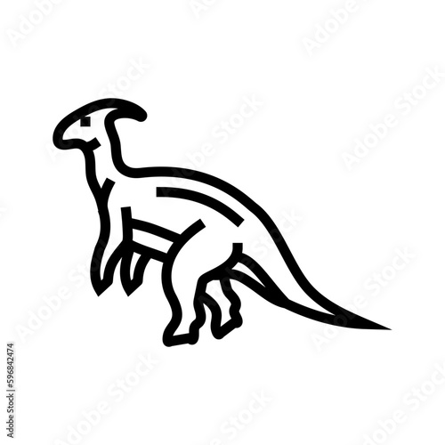 parasaurolophus dinosaur animal line icon vector illustration