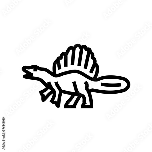 spinosaurus dinosaur animal line icon vector illustration