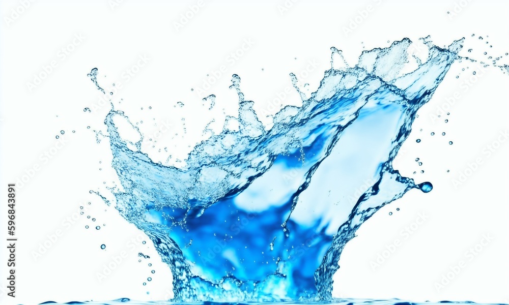Water splash isolated on white background (Generative AI) - obrazy, fototapety, plakaty 