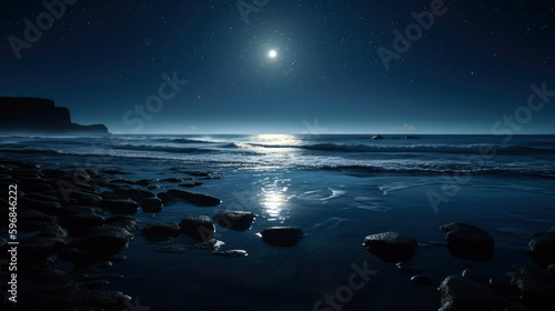 Obraz na płótnie tranquil, moonlit seascape, generative ai