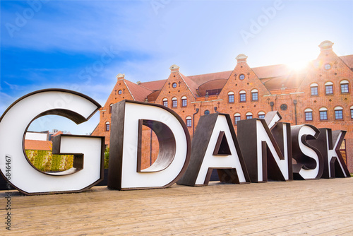 Gdansk sign in Old Town of Gdansk. Poland