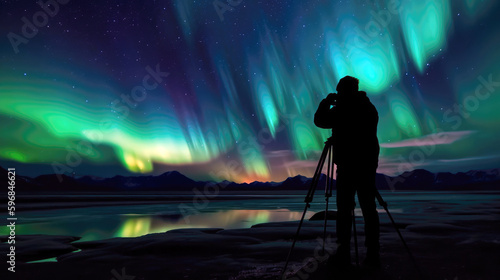 individual marvels at the ethereal beauty of the Northern Lights, generative ai