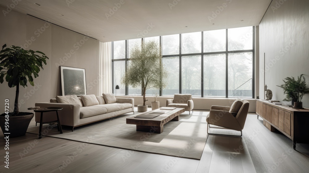Fototapeta premium Redefining Living Room Luxury through Generative AI Design